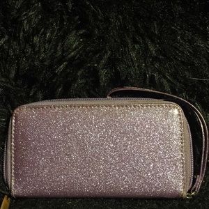 Purple sparkle wristlet